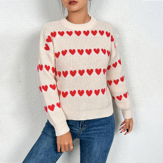 Damen Pullover mit Herzmotiv in lässiger Passform EB