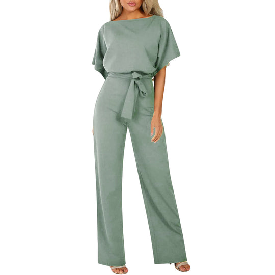 Damen elegantes Set bestehend aus fließender Bluse und weit geschnittenen Hosen EB