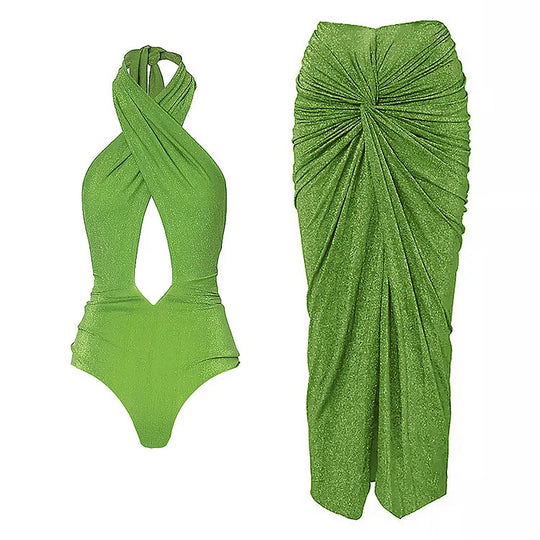 Damen Glamouröser Einteiler Badeanzug mit raffiniertem Schnitt EB