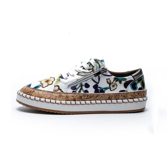 Damen Sneaker mit floralem Design und Korksohle EB