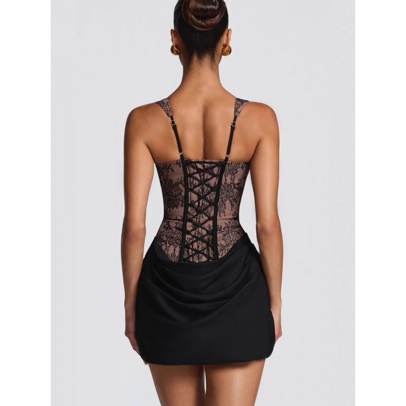 Damen Abendkleid mit Corsagen-Oberteil und Rüschenrock EB