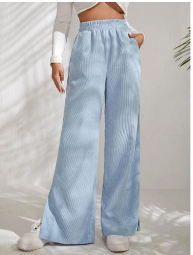 Damen Weite Plissierte Hose zur Freizeitgestaltung EB