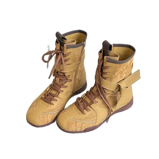 Damen modische Schnürstiefel mit praktischem Reißverschluss und robustem Sohlenprofil EB