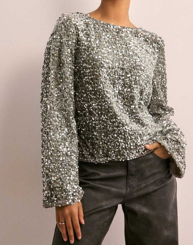 EB | Lange Ärmel Pailletten Top