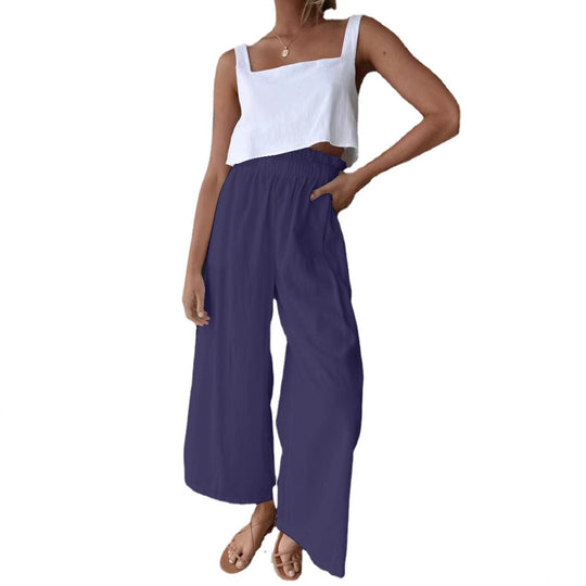 Damen Weite Palazzo-Hose mit elastischem Bund und fließendem Schnitt EB
