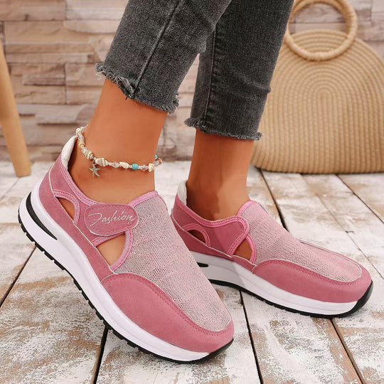 Damen sportliche Slip-On Sneakers mit atmungsaktivem Mesh-Obermaterial EB
