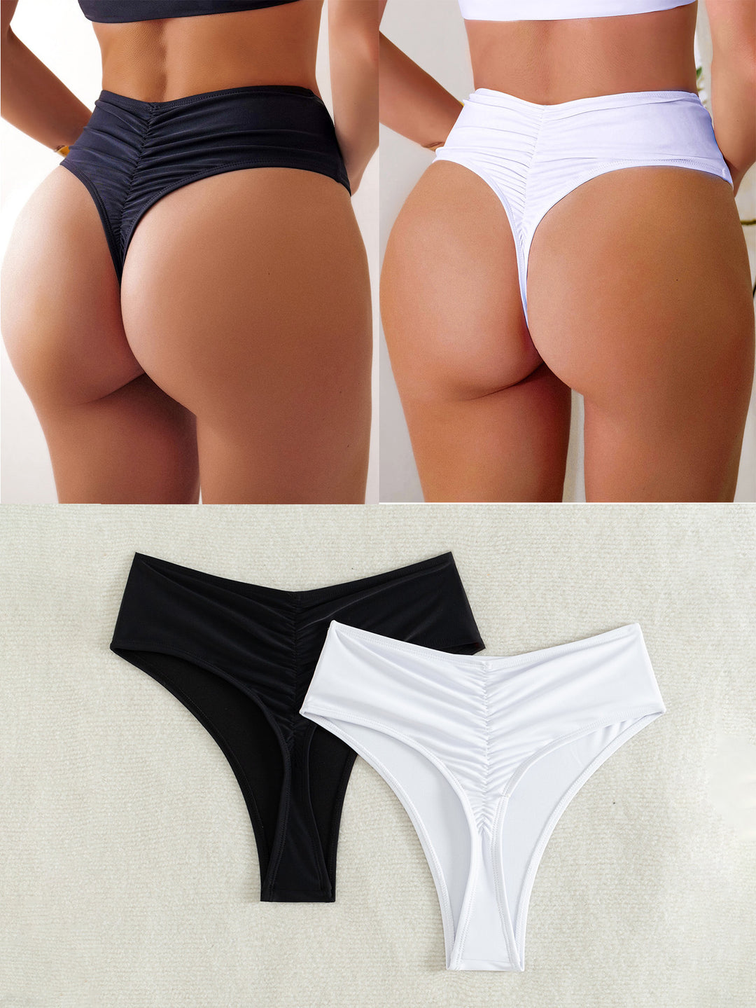 Damen Hochgeschnittener Bikini mit seitlichen Bindebändern EB
