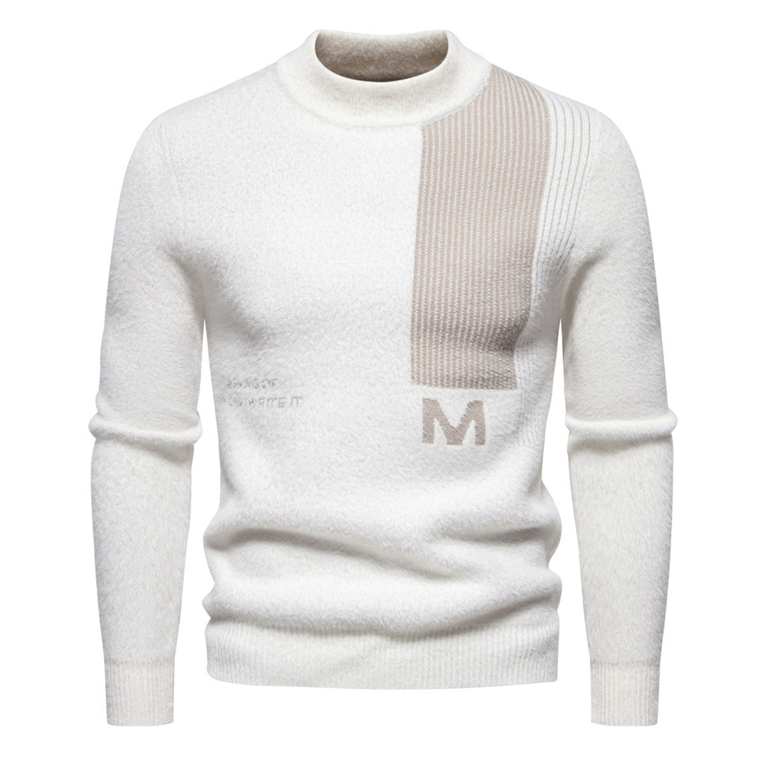 Herren Hochwertiger Strickpullover mit modernem Stehkragen und strukturiertem Design EB
