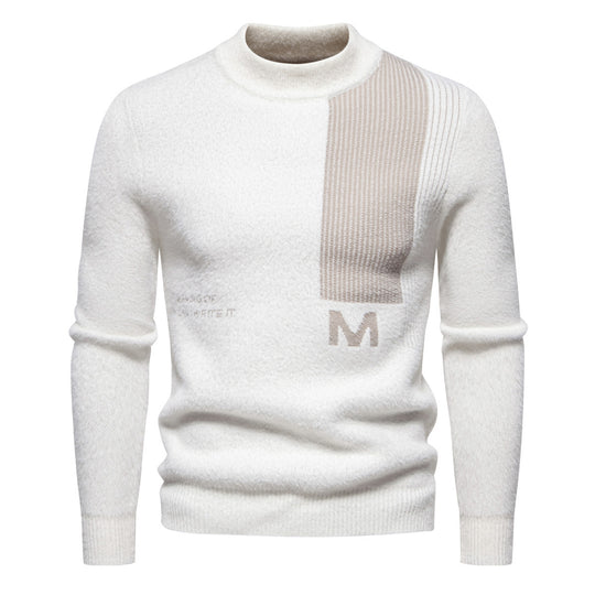 Herren Hochwertiger Strickpullover mit modernem Stehkragen und strukturiertem Design EB