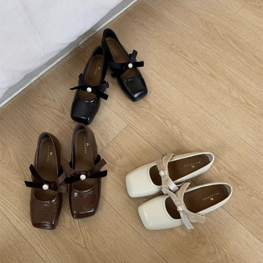 Damen Elegante Slipper mit eleganter Schleife und Perl-Details EB