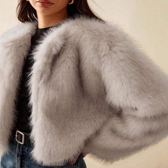 Damen kurzärmlige Pelzjacke EB