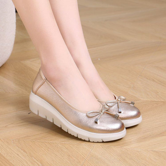 Damen modische Ballerinas mit komfortabler Sohle und Schleifenakzent EB