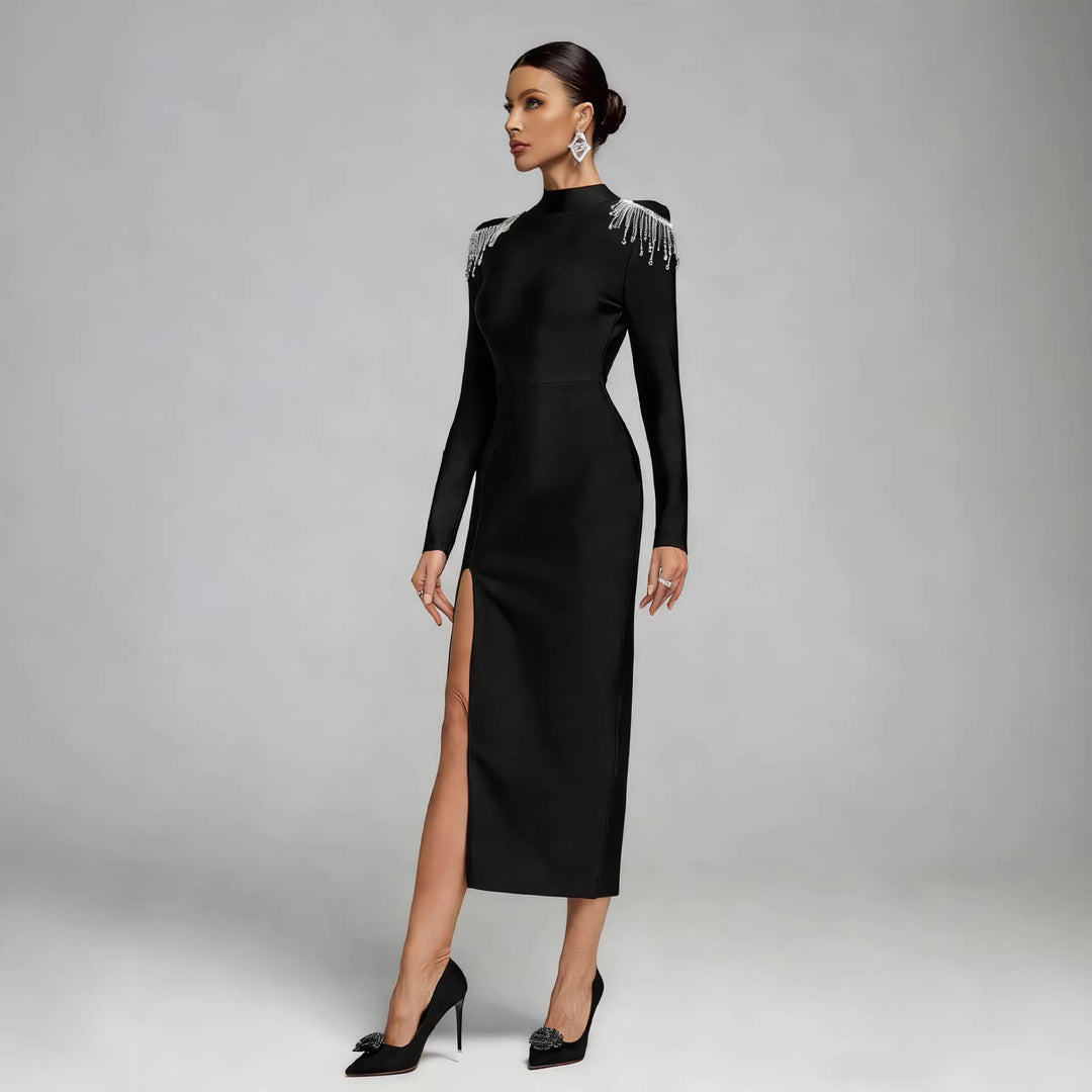Damen Elegantes Abendkleid mit funkelnden Schulterdetails und figurbetontem Schnitt EB