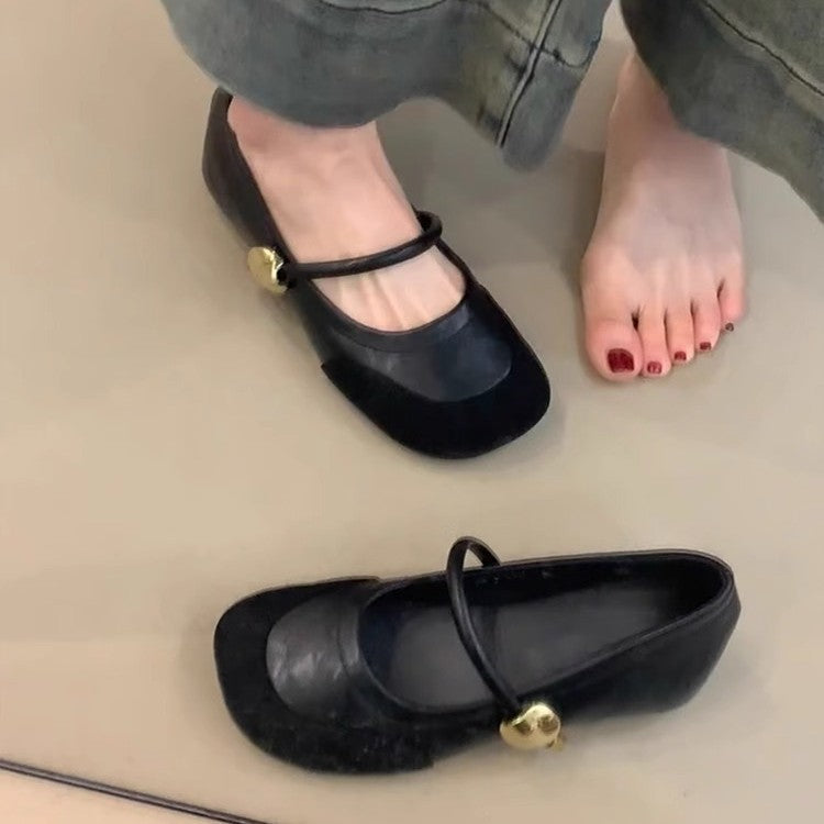 Damen elegante Ballerinas mit modischem Riemchen und geschmackvollem Metallic-Detail EB