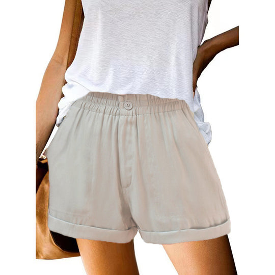 Damen leichte Chino-Shorts mit elastischem Bund und praktischen Taschen EB