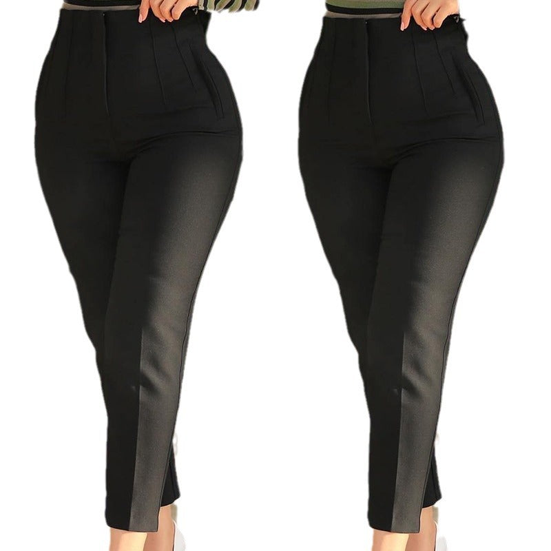 Damen Hochbundhose mit geschmackvollen Falten und schmalem Bein EB