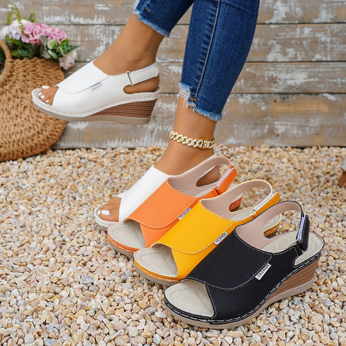 Damen Wedge-Sandalen mit offenem Zehenbereich und verstellbarem Riemen EB
