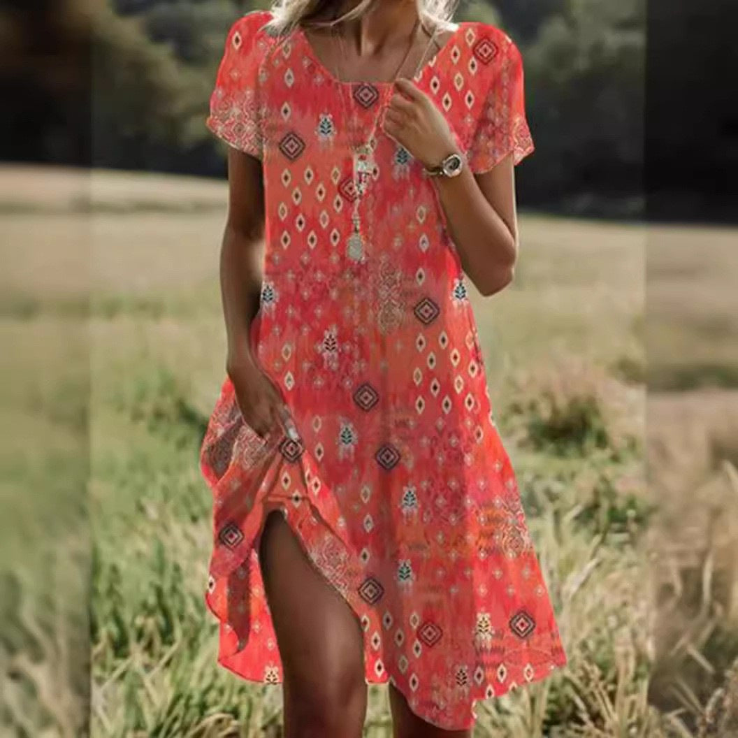 Damen Freizeitkleid mit asymmetrischem Saum und Taschen EB