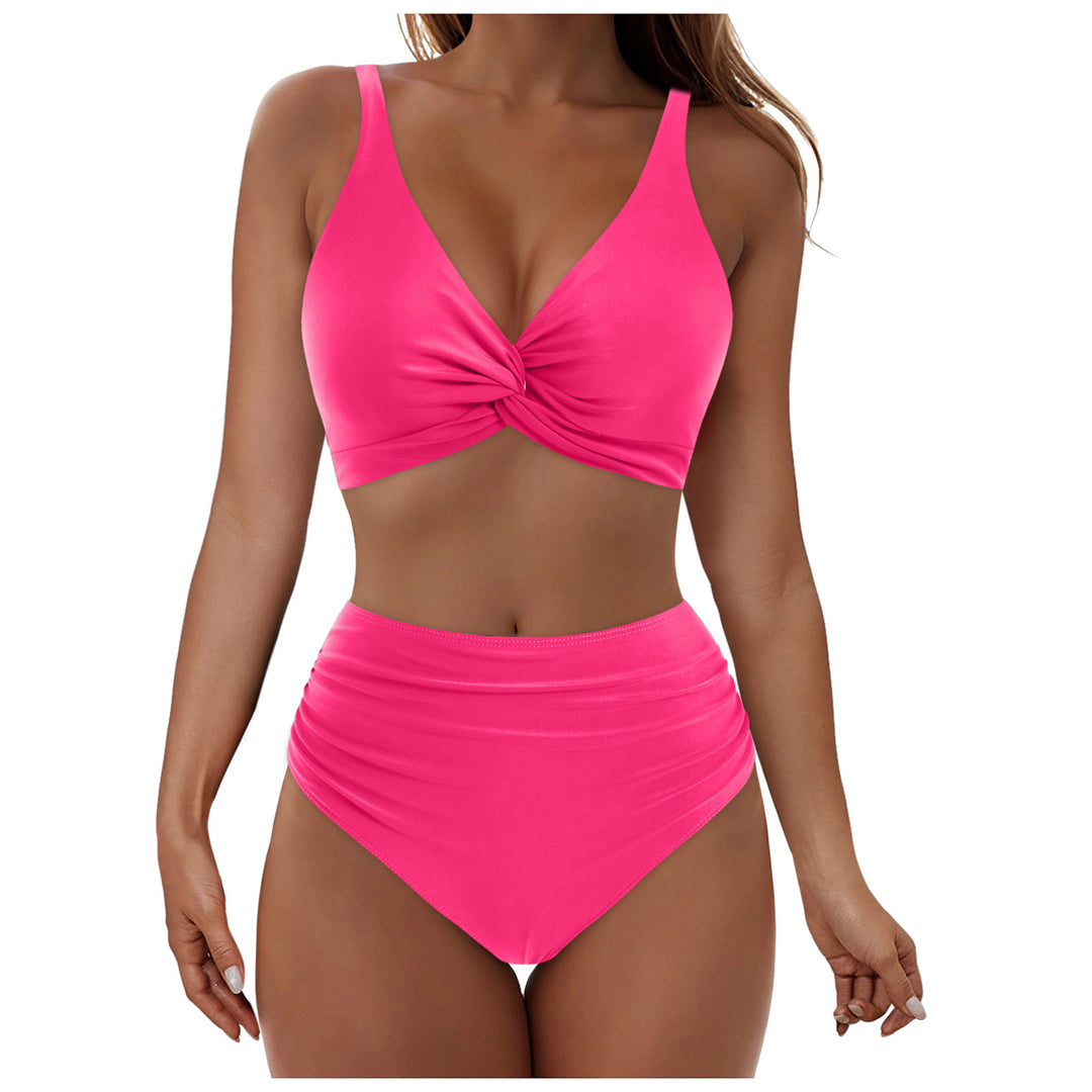 Damen Hochtailliertes Bikini-Set mit elegantem Wickeloberteil EB
