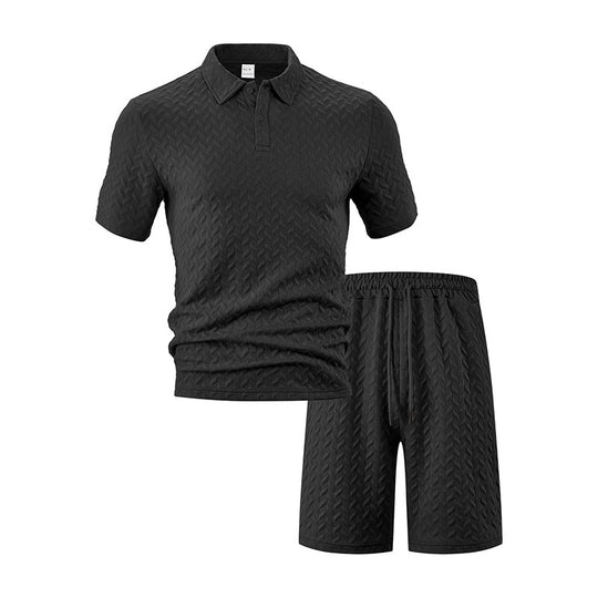 Herren elegantes Sport-Set mit strukturierter Oberfläche und bequemem Kurzarm-Polo EB