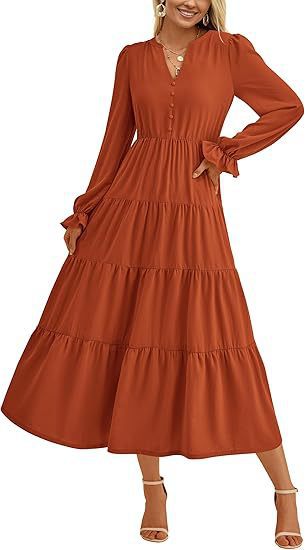 Damen Maxikleid mit modischen Volants und dezentem Cut-out EB