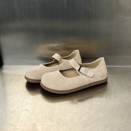 Damen Komfortable Halbschuhe mit verstellbarem Riemen und weichem Wildleder EB