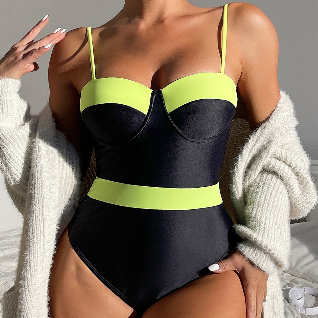 Damen Bustier-Badeanzug mit Kontrastdesign EB