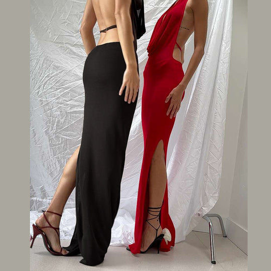 Damen Elegantes Abendkleid mit schimmerndem tiefem V-Ausschnitt und figurschmeichelnder Silhouette EB