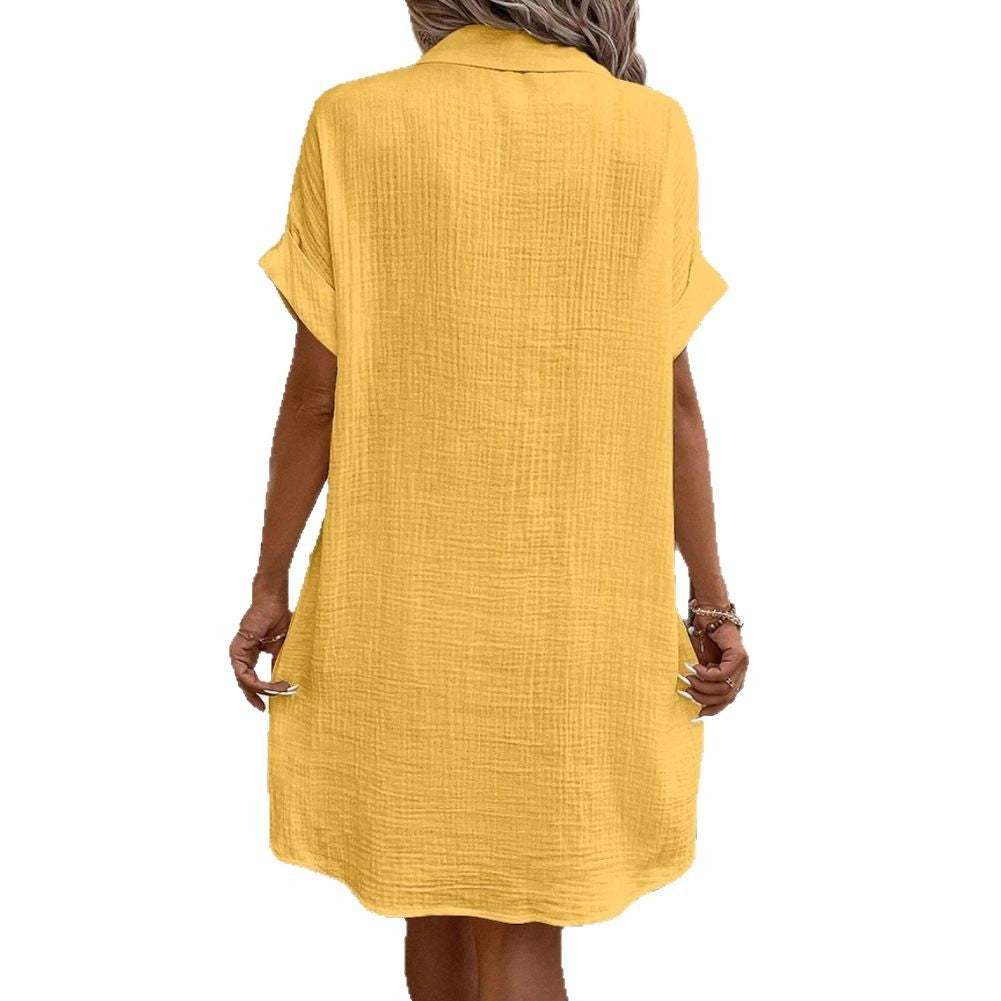 Damen Hemdkleid mit Knopfleiste und praktischen Taschen EB