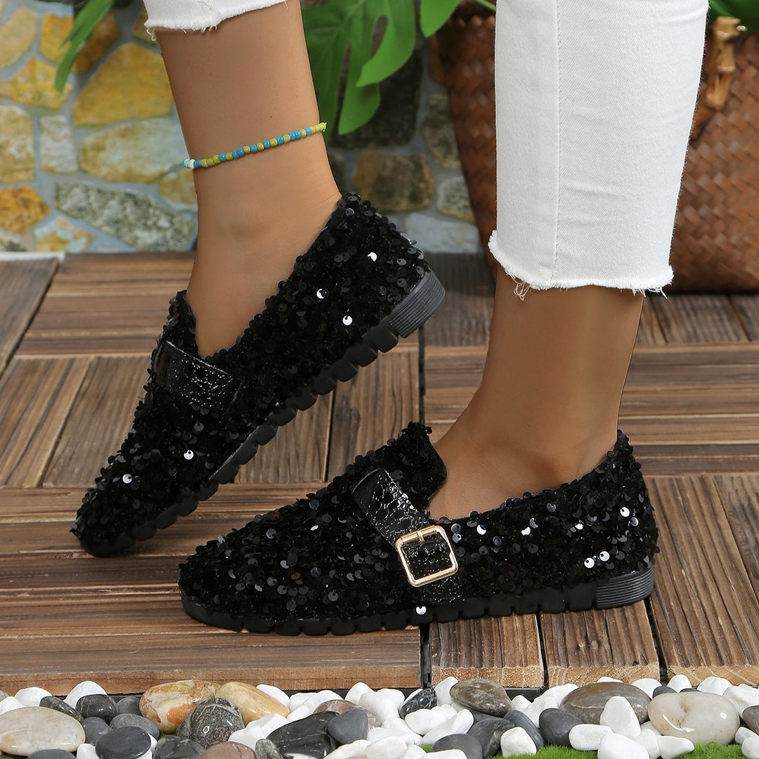 Damen Glitzernde Slipper mit modischem Schnallen-Detail EB
