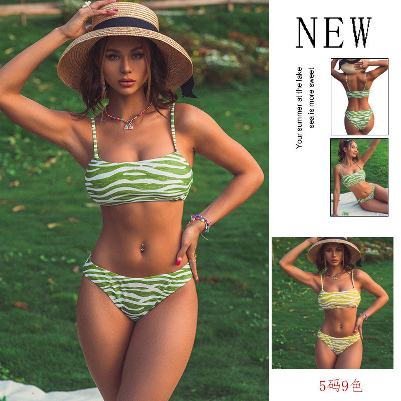Damen Zweiteiliger Bikini mit trendigem Zebra-Design EB