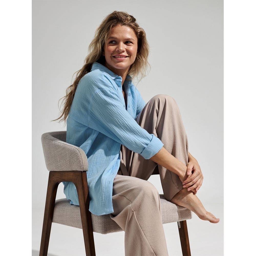 Damen Lässige Bluse im leichten Karo-Design mit langem Arm EB