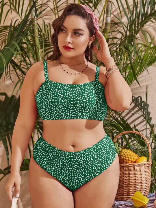 Damen Hochgeschnittener Bikini mit verspieltem Punktedesign EB