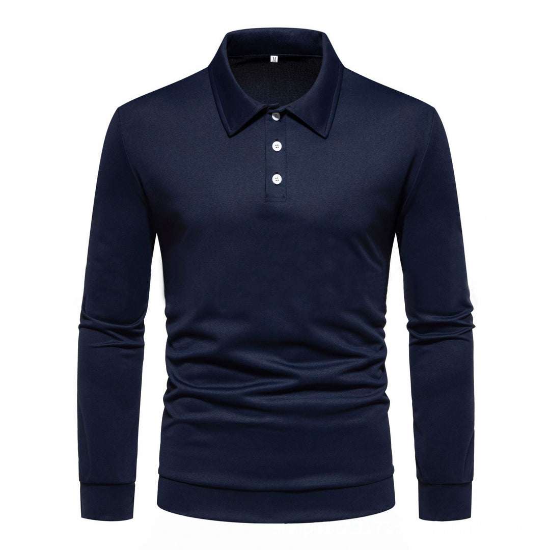 Herren Langarm Polohemd aus atmungsaktivem Stoff mit modernen Knopfdetails EB