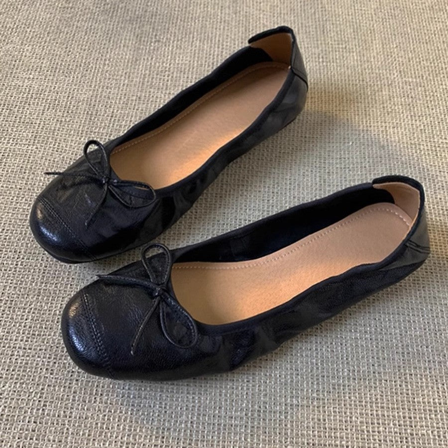 Damen Ballerinas mit verspieltem Schleifendetail und weichem Leder EB