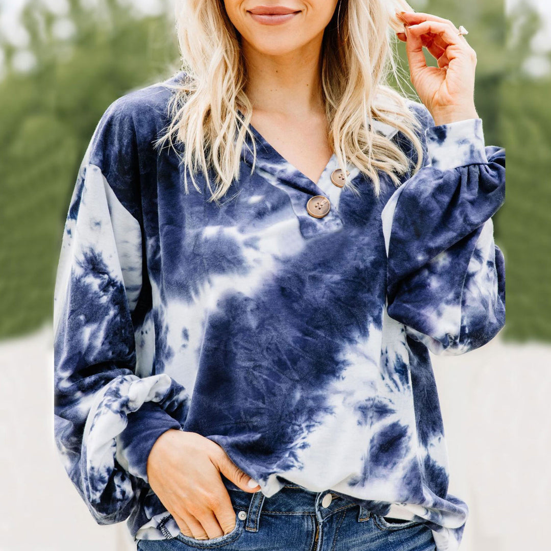 Damen lässiger Oversized-Pullover mit Knopfleiste EB