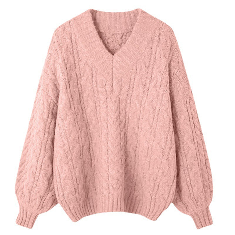 Damen Kuscheliger Grobstrick-Cardigan mit V-Ausschnitt und weiten Ärmeln EB