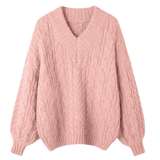 Damen Kuscheliger Grobstrick-Cardigan mit V-Ausschnitt und weiten Ärmeln EB