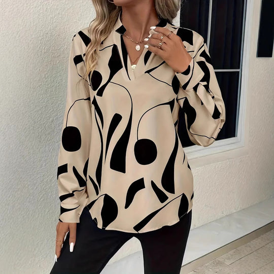 Damen High Fashion Bluse mit modernem Muster EB