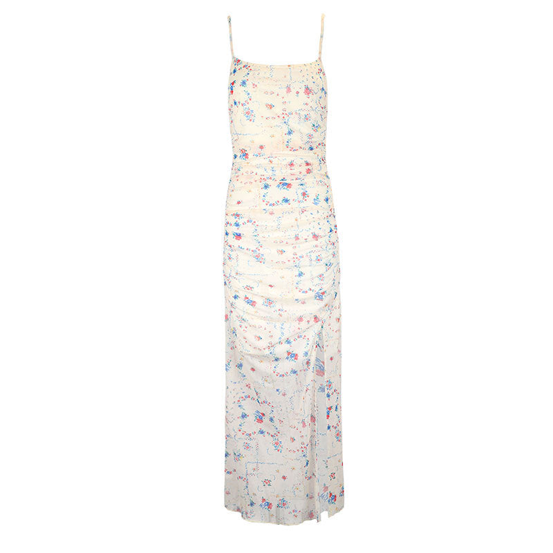 Damen Maxikleid mit zarten Rüschendetails und floralem Muster EB