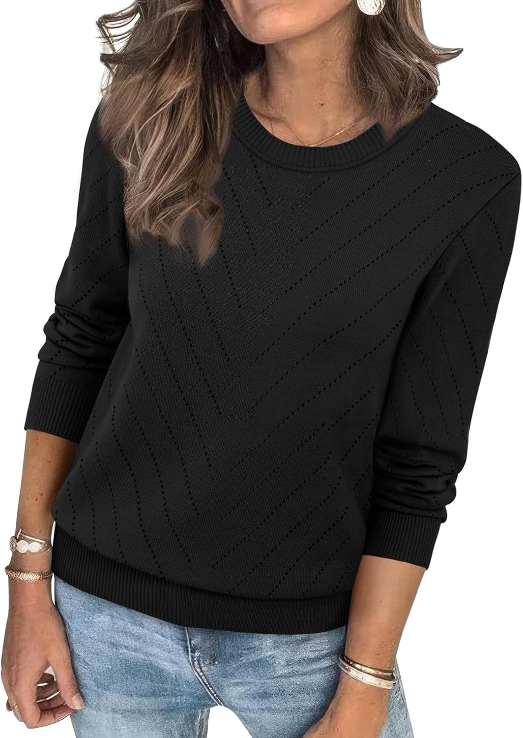 Damen eleganter gestreifter Pullover EB