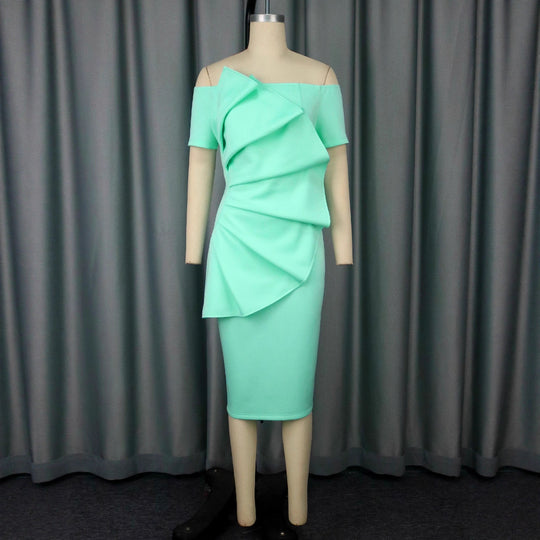 Damen Elegantes Wickelkleid mit asymmetrischem Design und Drapierungen EB