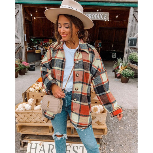 Damen Karierte Flanelljacke EB
