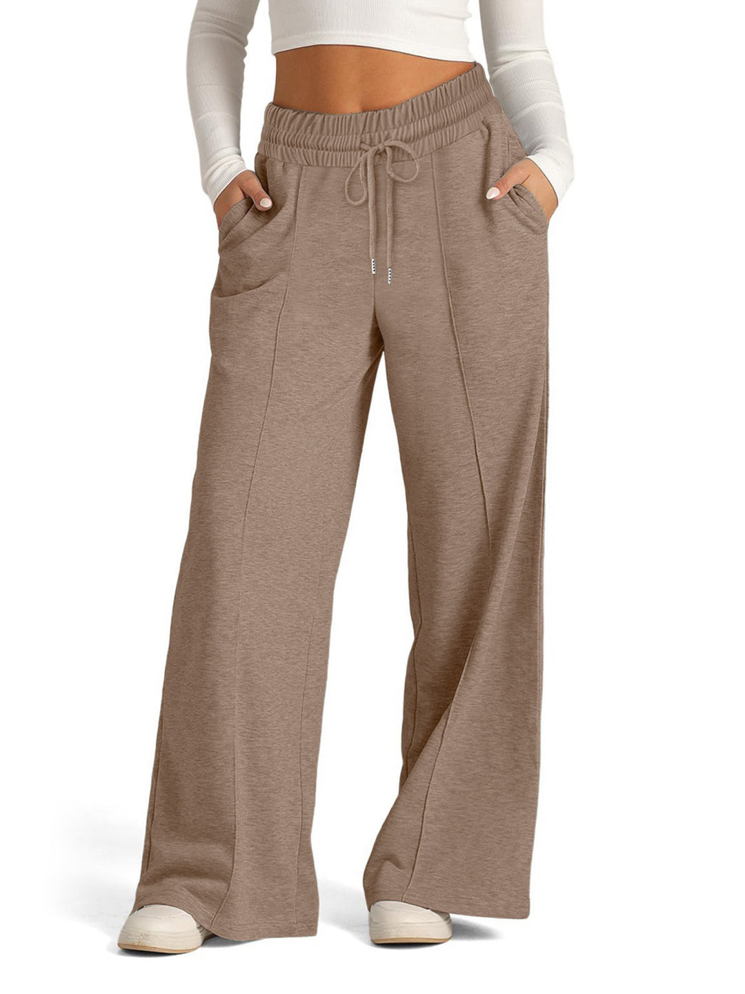 Damen Bequeme weite Freizeithose mit elastischem Bund und praktischen Taschen EB