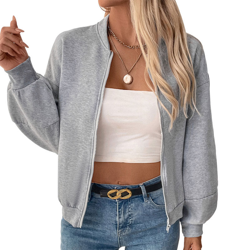 Damen lässige Sweatjacke mit voluminösen Ärmeln EB