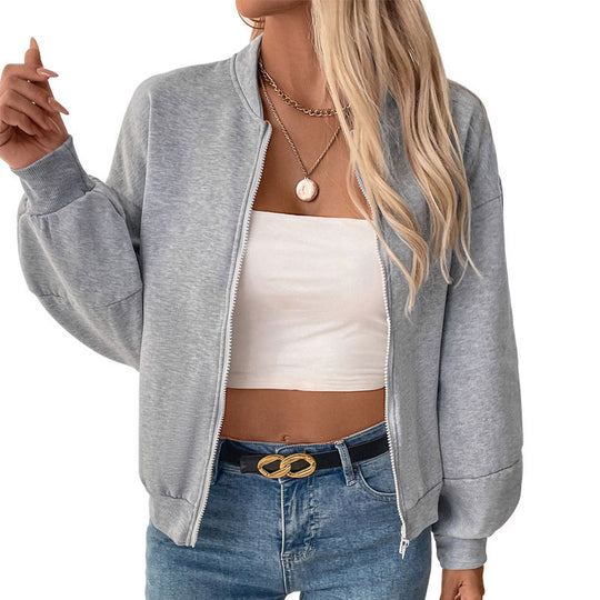 Damen lässige Sweatjacke mit voluminösen Ärmeln EB