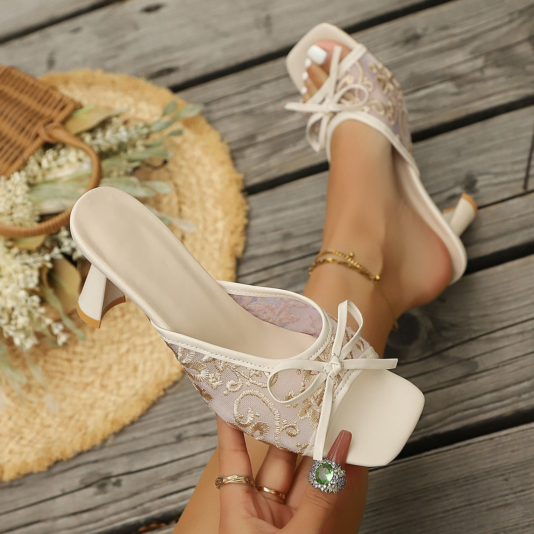 Damen Slip-On Sandalen mit elegantem Riemen und modischem Schleifen-Detail EB