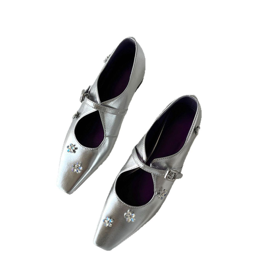 Damen elegante Mary Jane Schuhe mit floralen Details EB