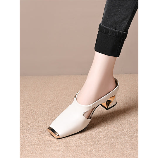 Damen elegante Sling-Pumps mit modischem Blockabsatz und glänzenden Akzenten EB