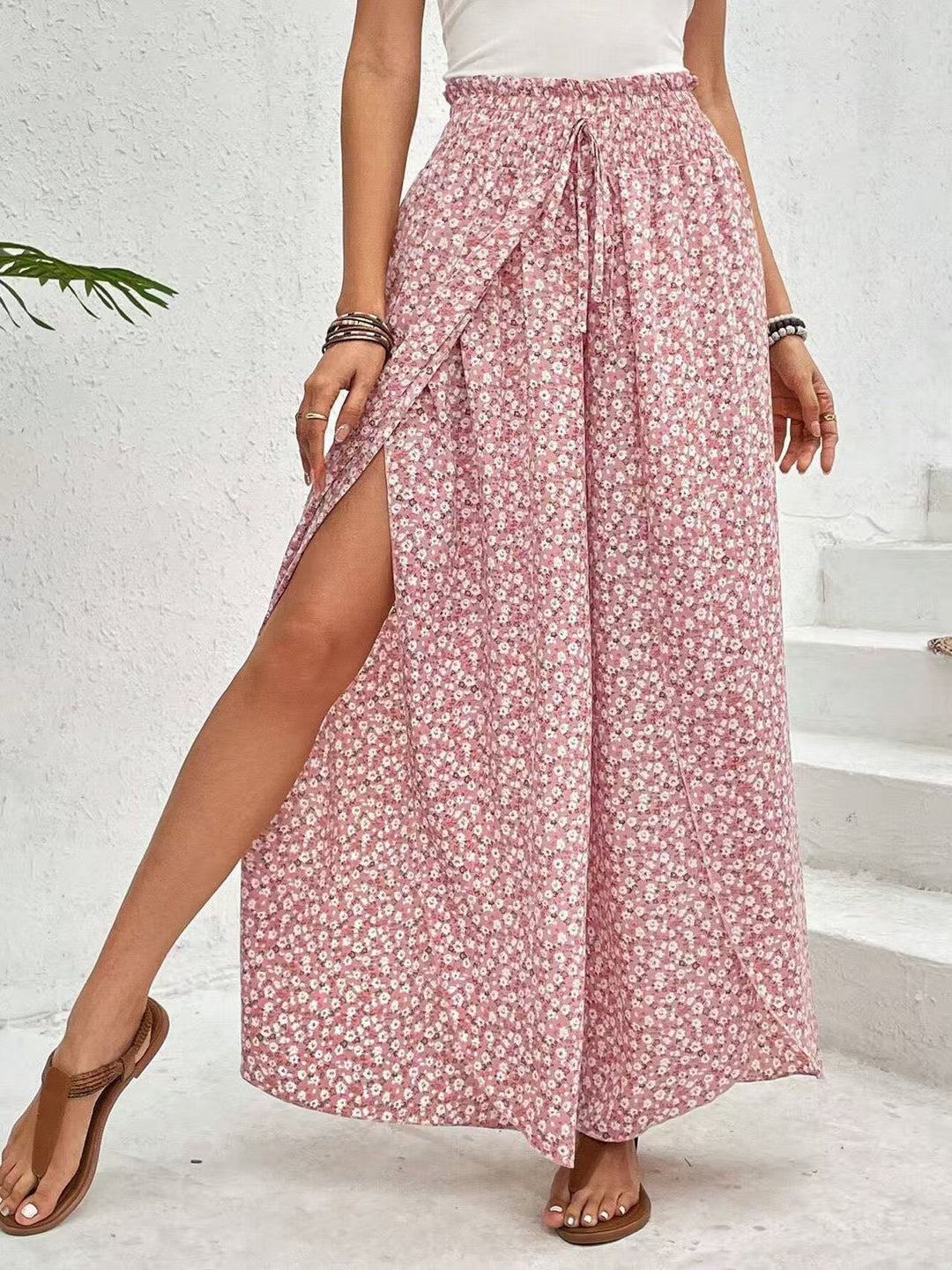 Damen Maxirock mit floralem Design und seitlichem Schlitz EB